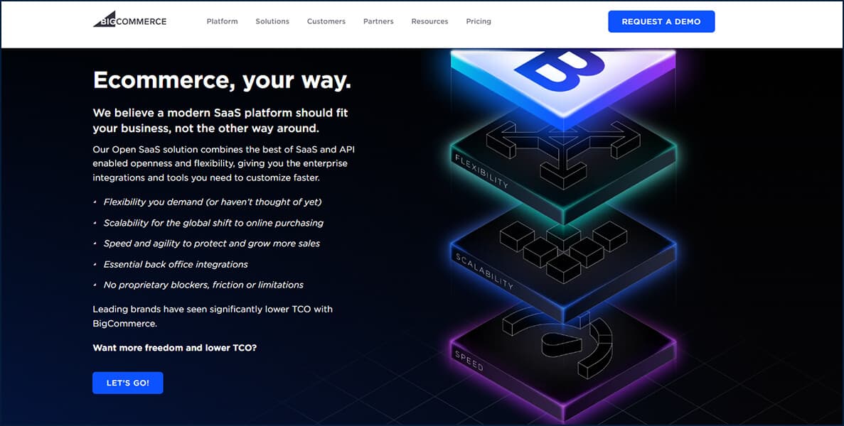 The image consists of a landing page from BigCommerce's website