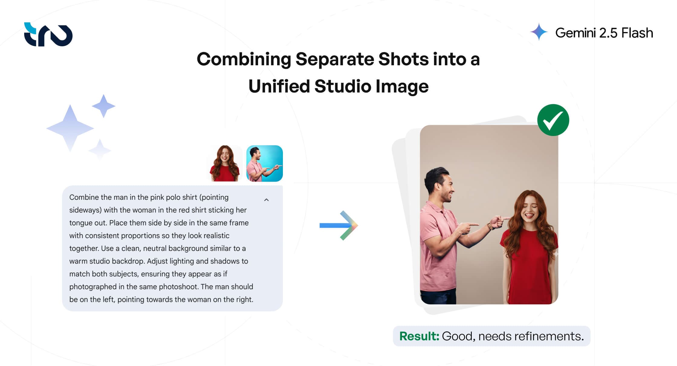 Two individuals combined into a single studio-style photo, generated by Nano Banana model for corporate communications, campaigns, or editorial layouts.
